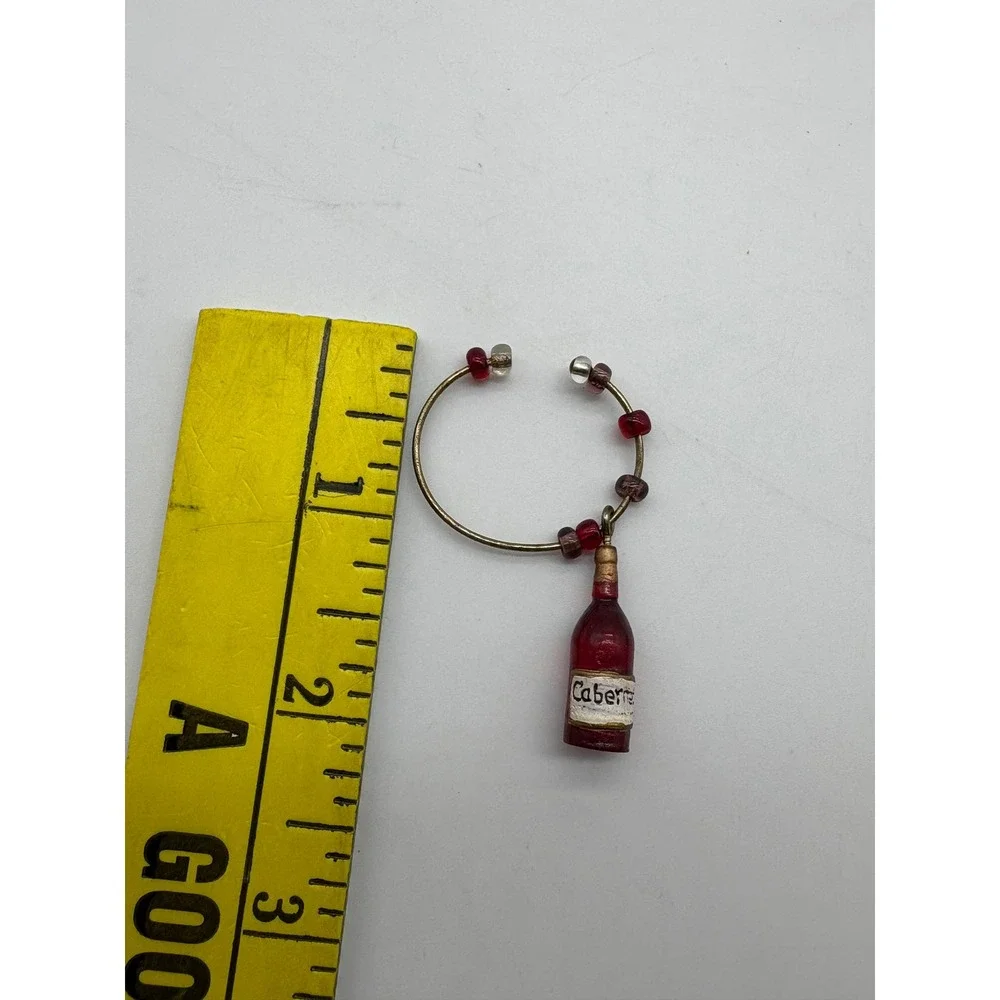Mixed Wine Glass Charms 7pc Wine Bottle Brie Grapes Flip Flops Beaded Novelty